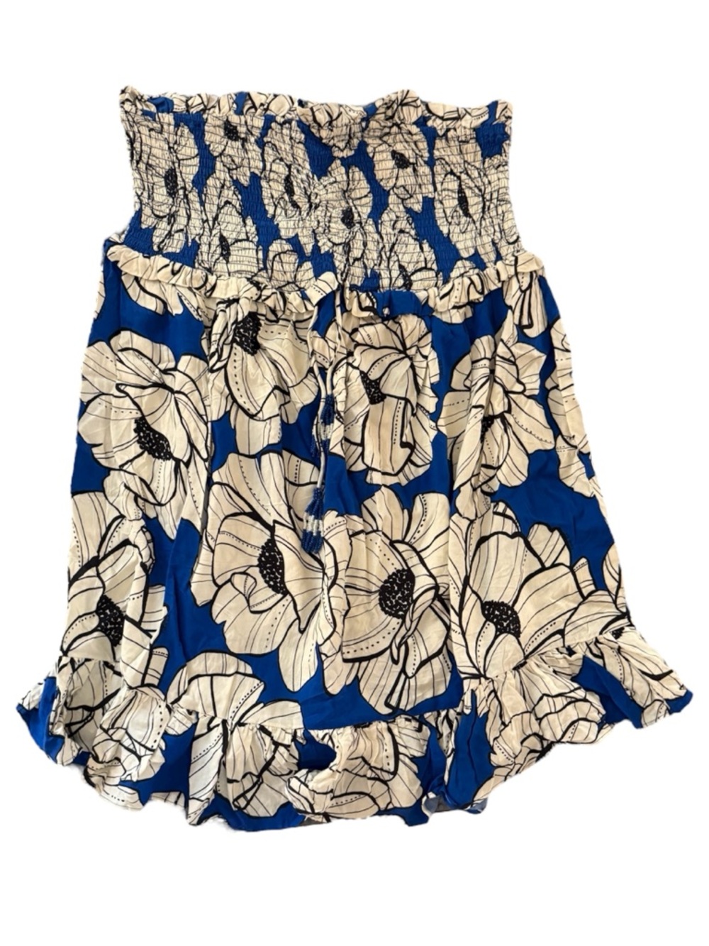 Farm Rio x‎ Anthropologie Strapless Smocked Ruffle Mini Dress Large - Picture 2 of 9